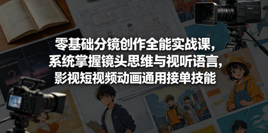 零基础分镜创作全能实战课,系统掌握镜头思维与视听语言,影视短视频动画通用接单技能-紫橙资源网