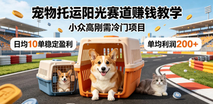 宠物托运阳光赛道賺钱教学,小众高刚需冷门项目,日均10单稳定盈利,单均利润200+-紫橙资源网