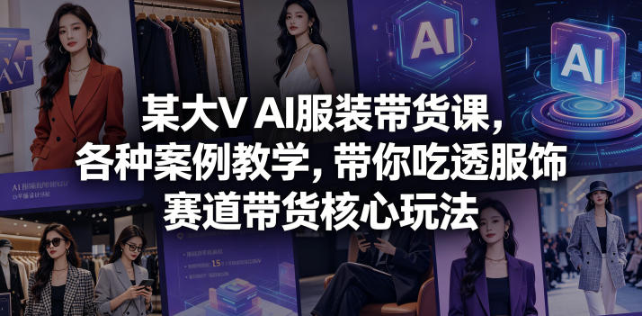 某大V AI服装带货课,各种案例教学,带你吃透服饰赛道带货核心玩法-紫橙资源网