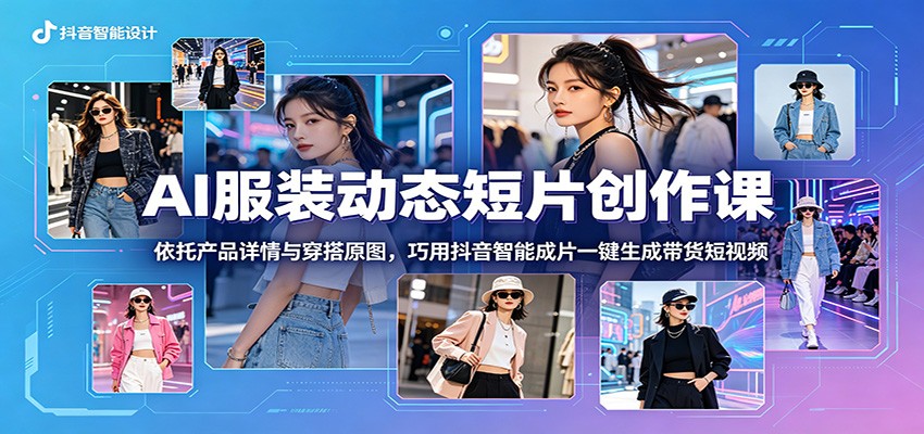 AI服装动态短片创作课:依托产品详情与穿搭原图,巧用抖音智能成片一键生成带货短视频-紫橙资源网