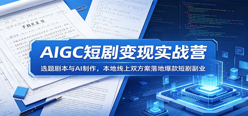 AIGC短剧变现实战营:选题剧本与AI制作,本地线上双方案落地爆款短剧副业-紫橙资源网
