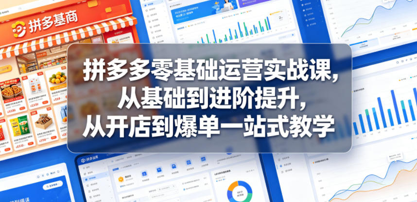 拼多多零基础运营实战课,从基础到进阶提升,从开店到爆单一站式教学-紫橙资源网