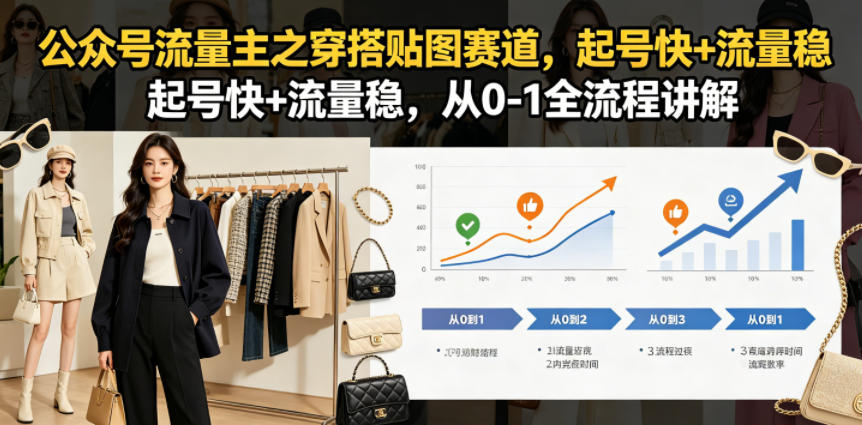 公众号流量主之穿搭贴图赛道,起号快+流量稳,从0-1全流程讲解-紫橙资源网