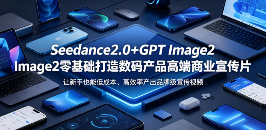 Seedance2.0+GPT Image2零基础打造数码产品高端商业宣传片,让新手也能低成本、高效率产出品牌级宣传视频-紫橙资源网