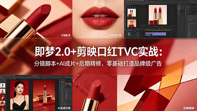 即梦2.0+剪映口红TVC实战:分镜脚本+AI成片+后期精修,零基础打造品牌级广告-紫橙资源网
