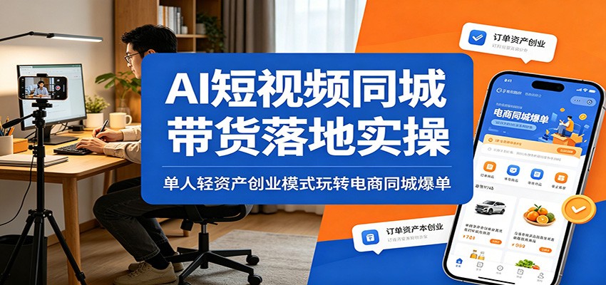 AI短视频同城带货落地实操：单人轻资产创业模式玩转电商同城爆单-紫橙资源网