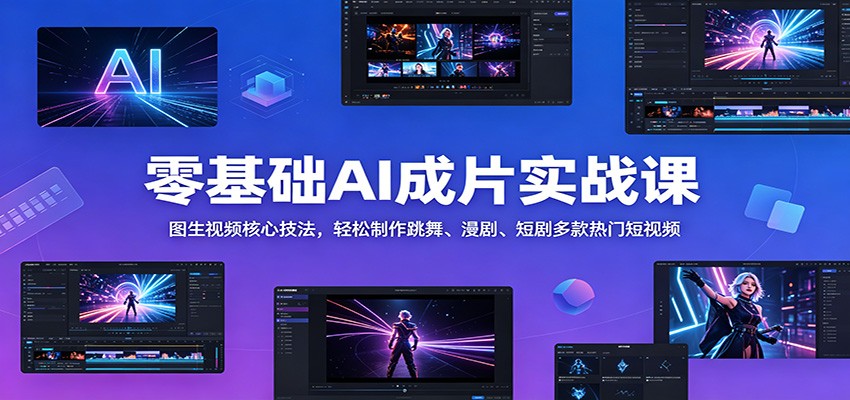 零基础AI成片实战课：图生视频核心技法，轻松制作跳舞、漫剧、短剧多款热门短视频-紫橙资源网