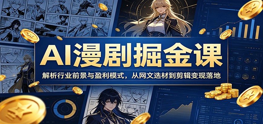 AI漫剧掘金课：解析行业前景与盈利模式，从网文选材到剪辑变现落地-紫橙资源网