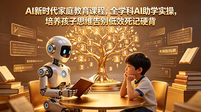 AI新时代家庭教育课程，全学科AI助学实操，培养孩子思维告别低效死记硬背-紫橙资源网