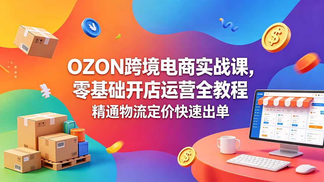 OZON 跨境电商实战课，零基础开店运营全教程，精通物流定价快速出单-紫橙资源网