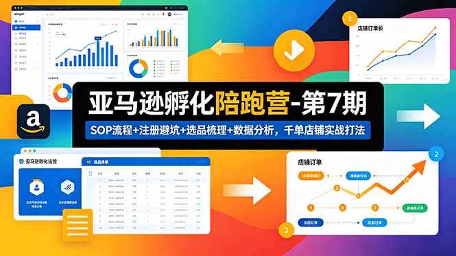 亚马逊孵化陪跑营-第7期:SOP流程+注册避坑+选品梳理+数据分析,千单店铺实战打法-紫橙资源网