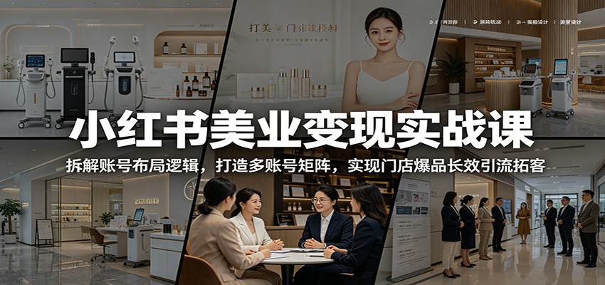 小红书美业变现实战课:拆解账号布局逻辑,打造多账号矩阵,实现门店爆品长效引流拓客-紫橙资源网
