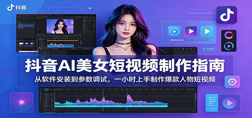 抖音AI美女短视频制作指南:从软件安装到参数调试,一小时上手制作爆款人物短视频-紫橙资源网