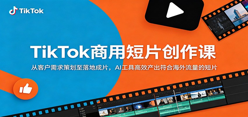 TikTok商用短片创作课:从客户需求策划至落地成片,AI工具高效产出符合海外流量的短片-紫橙资源网