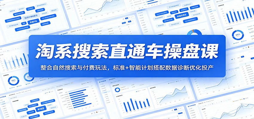 淘系搜索直通车操盘课:整合自然搜索与付费玩法,标准+智能计划搭配数据诊断优化投产-紫橙资源网