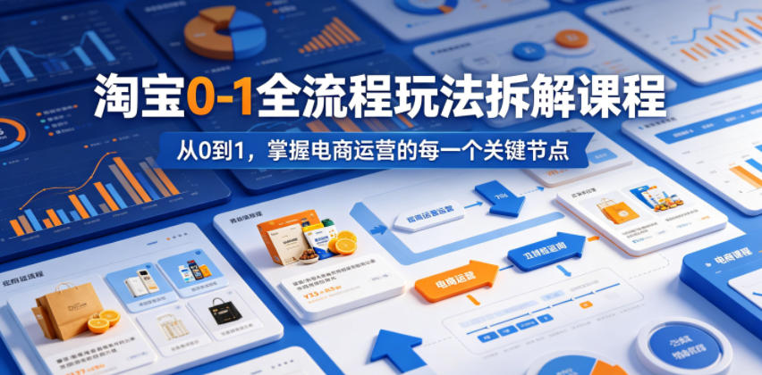 淘宝0-1全流程玩法拆解课程，从0到1，掌握电商运营的每一个关键节点-紫橙资源网