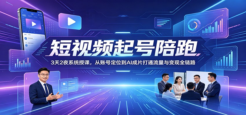 短视频起号陪跑：3天2夜系统授课，从账号定位到AI成片打通流量与变现全链路-紫橙资源网