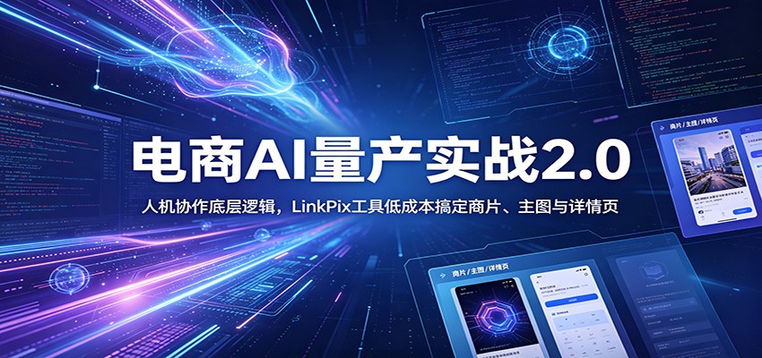 电商人AI量产实战2.0：人机协作底层逻辑，LinkPix工具低成本搞定商片、主图与详情页-紫橙资源网