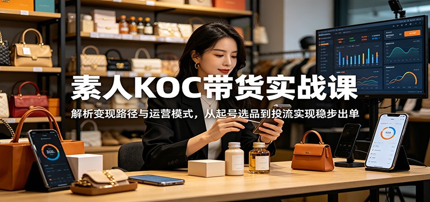 素人KOC带货实战课：解析变现路径与运营模式，从起号选品到投流实现稳步出单-紫橙资源网