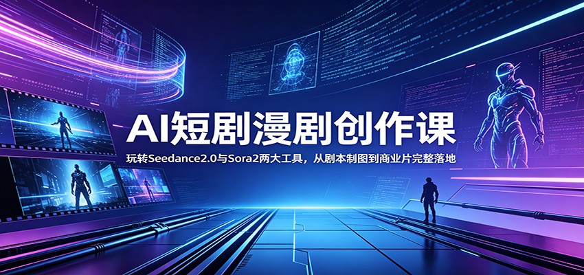 AI短剧漫剧创作课：玩转Seedance2.0与 Sora2两大工具，从剧本制图到商业片完整落地-紫橙资源网