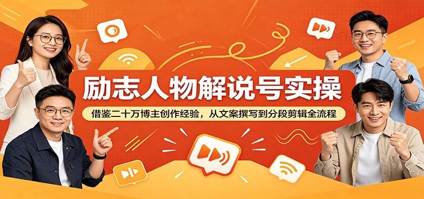 励志人物解说号实操：借鉴二十万博主创作经验，从文案撰写到分段剪辑全流程-紫橙资源网