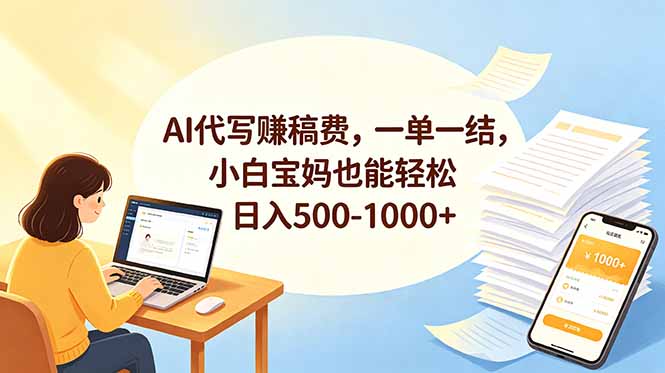 AI代写赚稿费，一单一结，小白宝妈也能轻松日入500-1000+-紫橙资源网