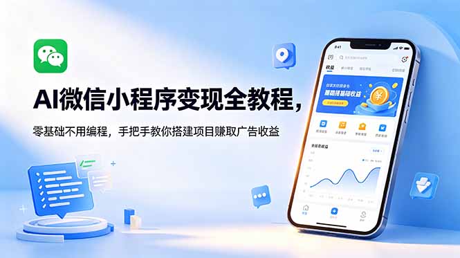AI微信小程序变现全教程，零基础不用编程，手把手教你搭建项目赚取广告收益-紫橙资源网