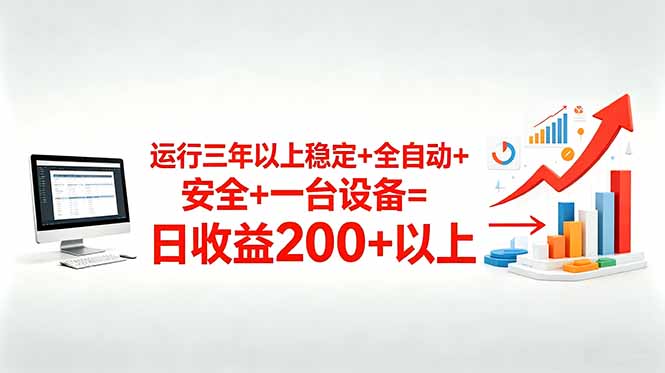 三年以上稳定+全自动+安全+一台设备=日收益200+-紫橙资源网
