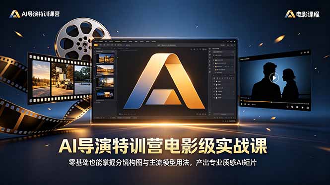 AI导演特训营电影级实战课,零基础也能掌握分镜构图与主流模型用法,产出专业质感AI短片-紫橙资源网