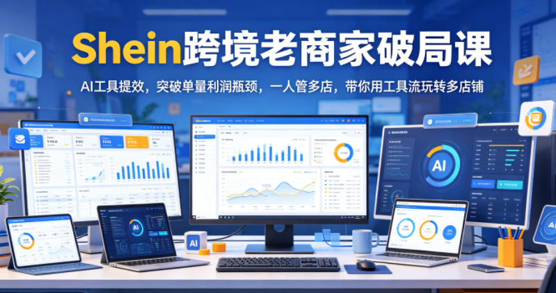 Shein跨境老商家破局课，AI工具提效，突破单量利润瓶颈，一人管多店，带你用工具流玩转多店铺-紫橙资源网