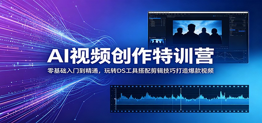 AI视频创作特训营：零基础入门到精通，玩转DS工具搭配剪辑技巧打造爆款视频-紫橙资源网