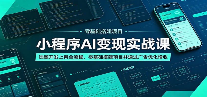小程序AI变现实战课:选题开发上架全流程,零基础搭建项目并通过广告优化增收-紫橙资源网