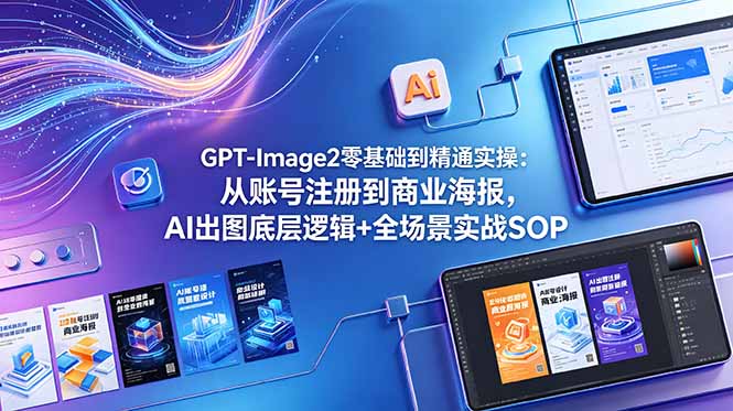 GPT-Image2零基础到精通实操：从账号注册到商业海报，AI出图底层逻辑+全场景实战SOP-紫橙资源网