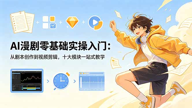 AI漫剧零基础实操入门：从剧本创作到视频剪辑，十大模块一站式教学-紫橙资源网