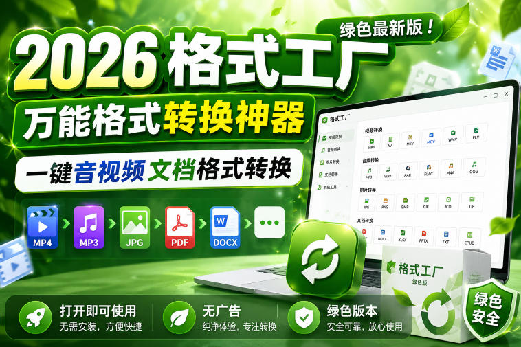 2026格式工厂绿色最新版!万能格式转换神器,一键音视频文档格式转换,打开即可使用,无广告绿色版本-紫橙资源网