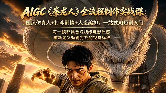 AIGC《豢龙人》全流程制作实战课:国风仿真人+打斗剧情+人设编排,一站式AI短剧入门-紫橙资源网