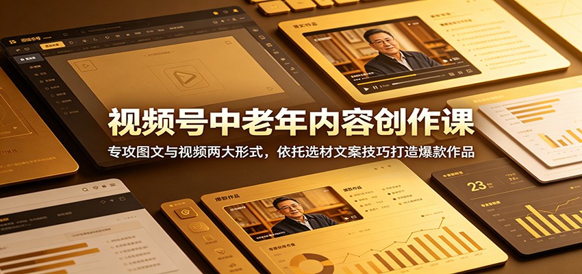 视频号中老年内容创作课:专攻图文与视频两大形式,依托选材文案技巧打造爆款作品-紫橙资源网
