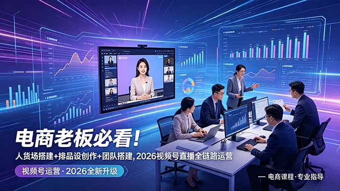 电商老板必看!人货场搭建+排品设计+素材创作+团队搭建,2026视频号直播全链路运营-紫橙资源网
