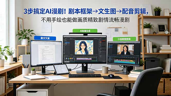 3步搞定AI漫剧!剧本框架→文生图→配音剪辑,不用手绘也能做画质精致剧情流畅漫剧-紫橙资源网