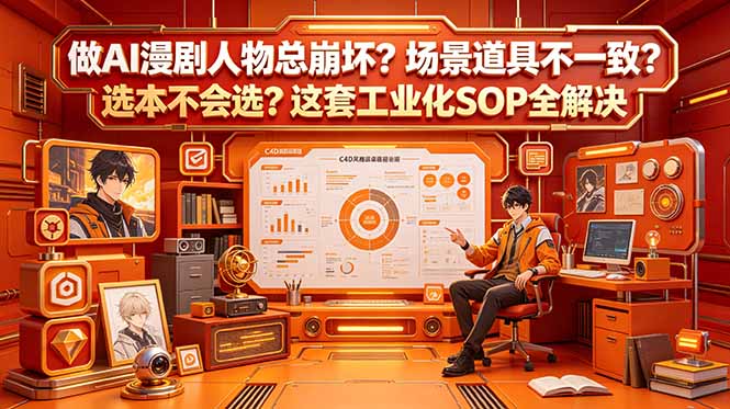 做AI漫剧人物总崩坏?场景道具不一致?选本不会选?这套工业化SOP全解决 (更新)-紫橙资源网