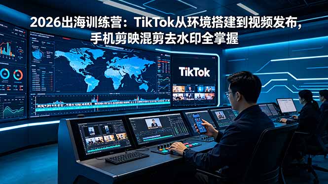 2026出海训练营:TikTok从环境搭建到视频发布,手机剪映混剪去水印全掌握-紫橙资源网
