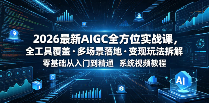 2026最新AIGC全方位实战课,全工具覆盖・多场景落地・变现玩法拆解,零基础从入门到精通系统视频教程-紫橙资源网