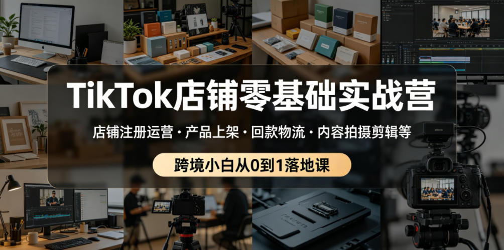 TikTok店铺零基础实战营,店铺注册运营・产品上架・回款物流・内容拍摄剪辑等 ,跨境小白从0到1落地课-紫橙资源网
