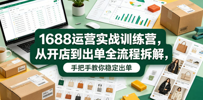 1688运营实战训练营,从开店到出单全流程拆解,手把手教你稳定出单-紫橙资源网
