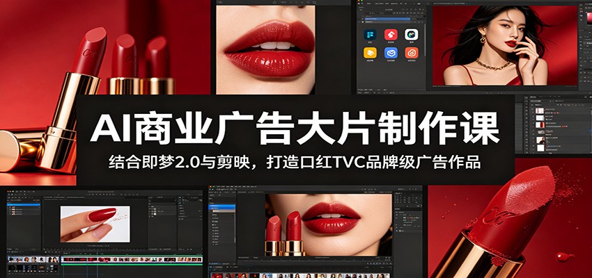 AI商业广告大片制作课:结合即梦2.0与剪映,打造口红TVC品牌级广告作品-紫橙资源网