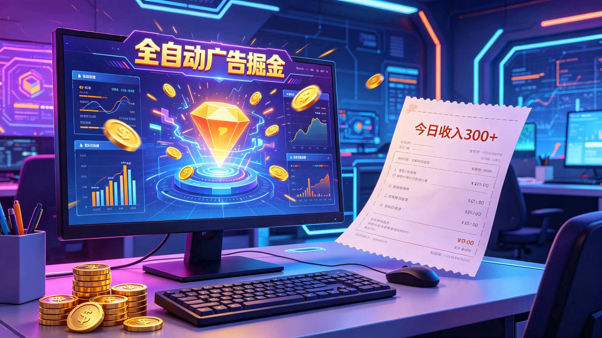 全自动广告掘金,日入300+。全程Ai自动化运行,解放双手,时间自由。收益稳定-紫橙资源网