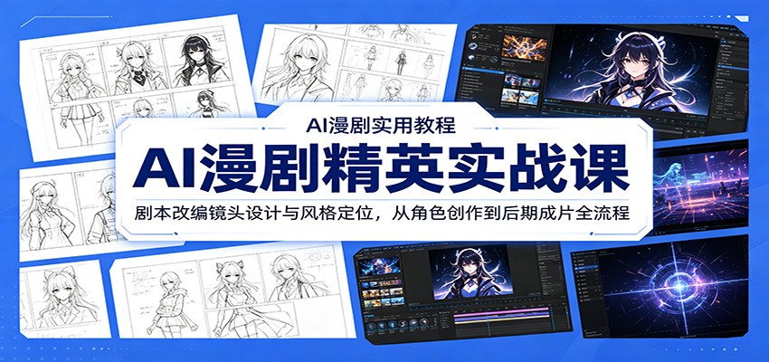 AI漫剧精英实战课:剧本改编镜头设计与风格定位,从角色创作到后期成片全流程-紫橙资源网
