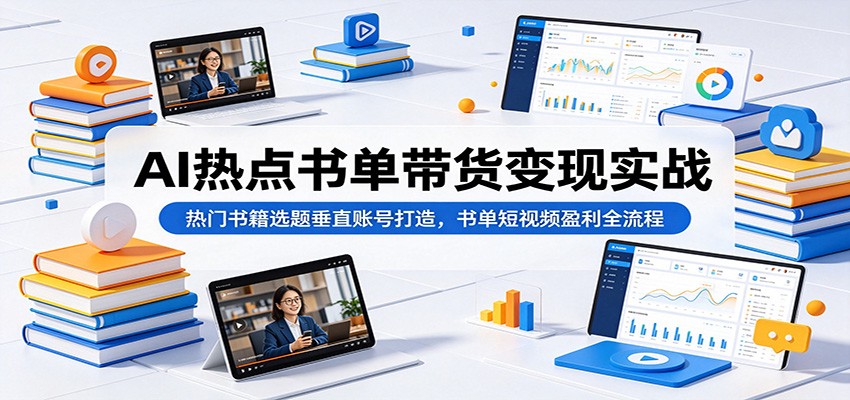 AI热点书单带货变现实战:热门书籍选题垂直账号打造,书单短视频盈利全流程-紫橙资源网