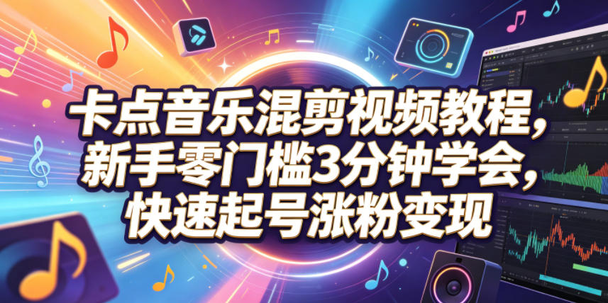卡点音乐混剪视频教程,新手零门槛3分钟学会,快速起号涨粉变现-紫橙资源网