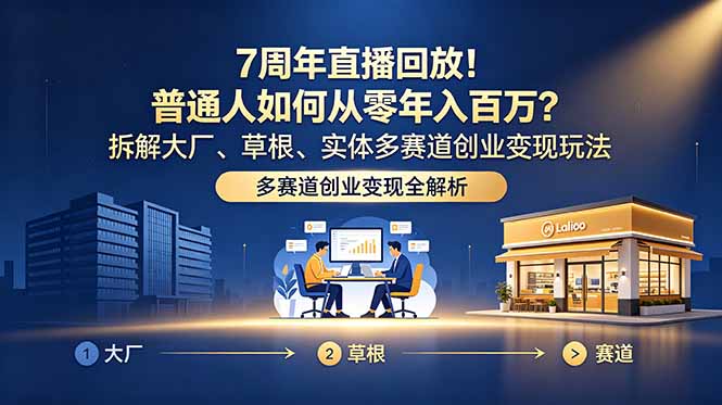 7周年直播回放!普通人如何从零年入百万?拆解大厂、草根、实体多赛道创业变现玩法-紫橙资源网